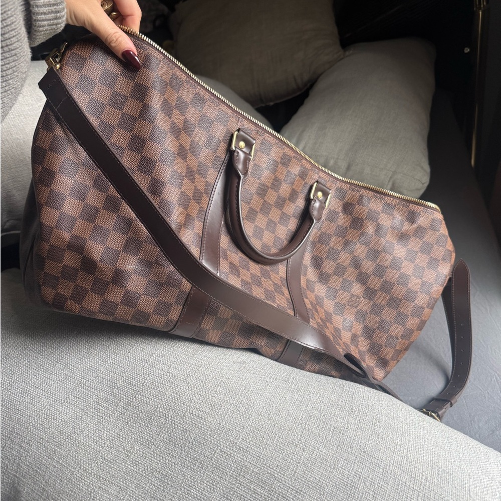 Louis Vuitton Brown Checkered Travel Bag
